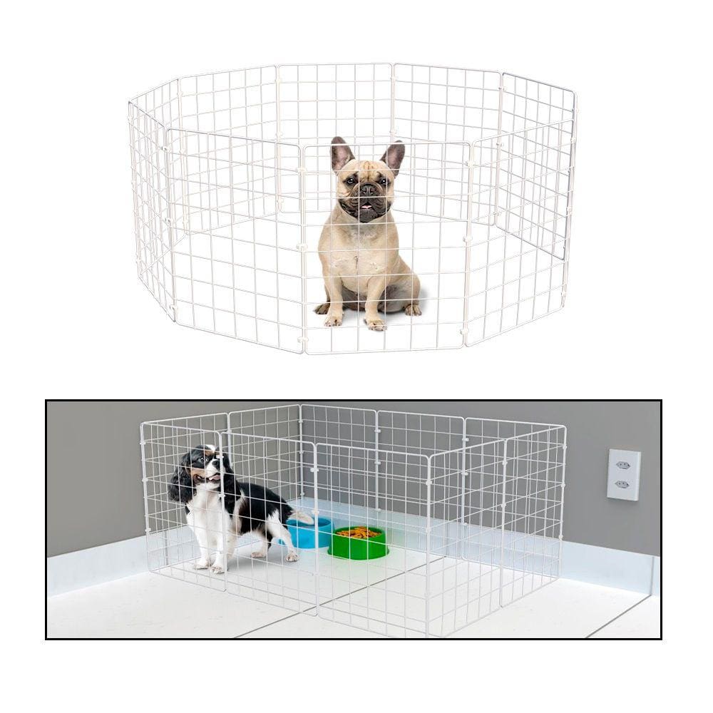 Cercado Móvel para Cachorro Pequeno Porte Filhote Porquinho da Índia 10 Telas 40cm Altura Branco