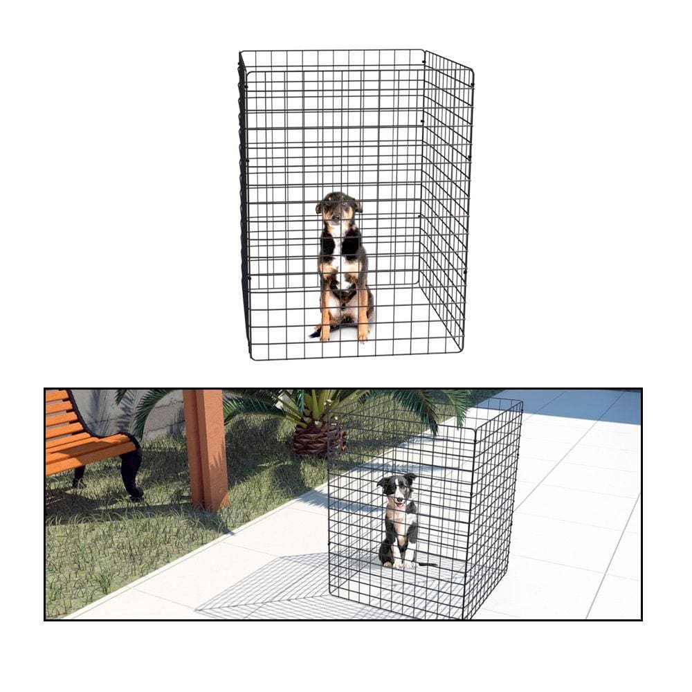 Cercado Móvel para Cachorro Coelho 4 Telas 80cm Altura Cercadinho Pet para Adestrar Filhotes Preto