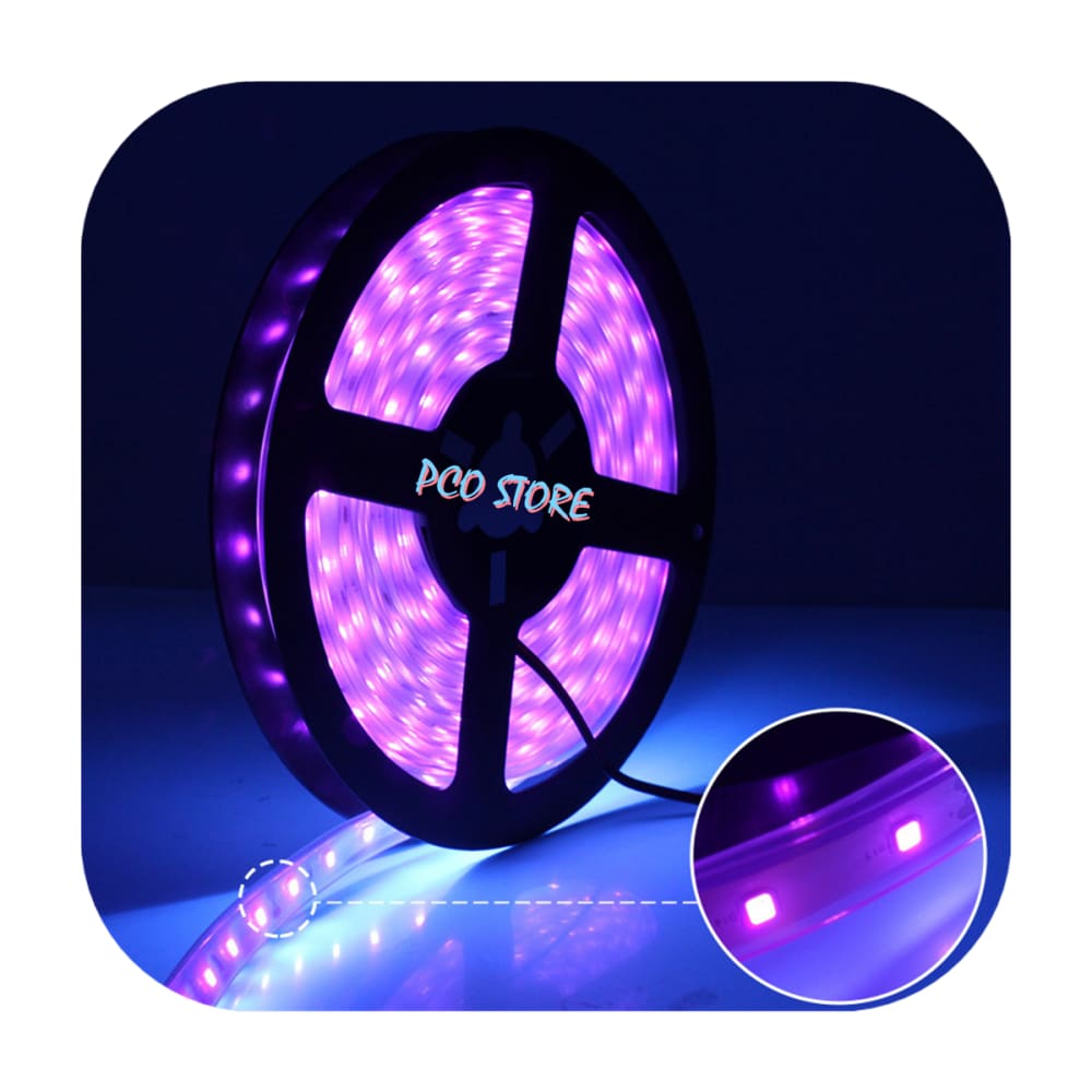 Fita De Led 5050 Ultravioleta 60 Led Negra Aquário 5m Prova D´água Ip67 12v