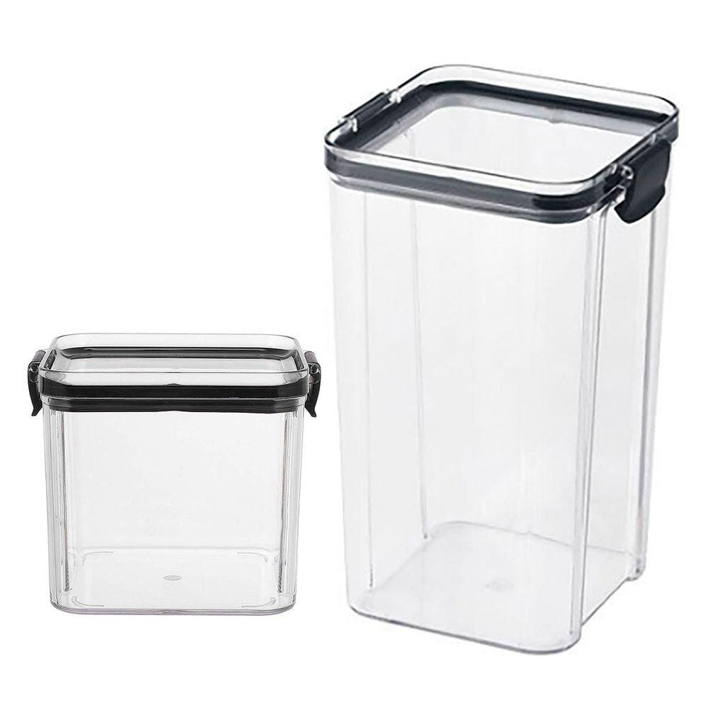 Pote Hermetico Conserva Tampa Trava kit 2 Unid Acrilico Transparente Alimento Mantimento Cozinha