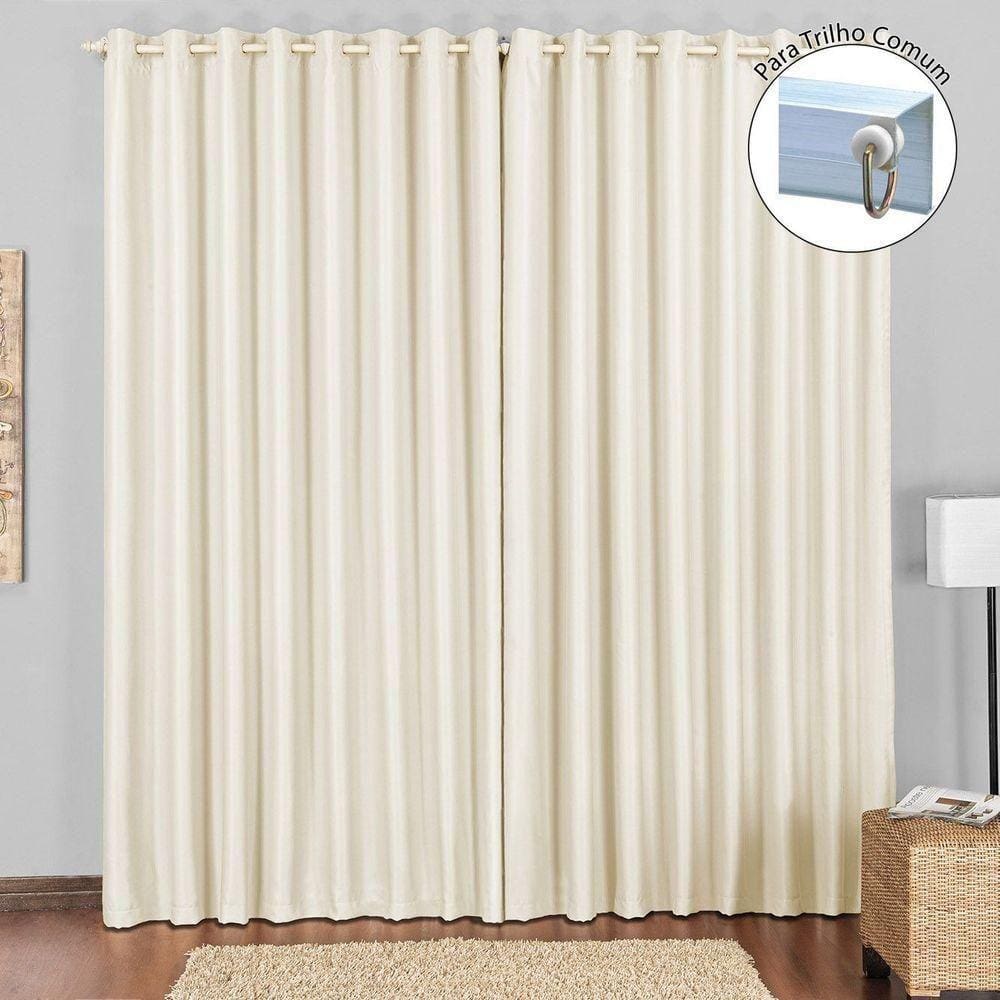 Cortina Tecido Blackout 2,00M X 1,70M Bege Claro Para Trilho Comum Sala Quarto Blecaute Corta Luz