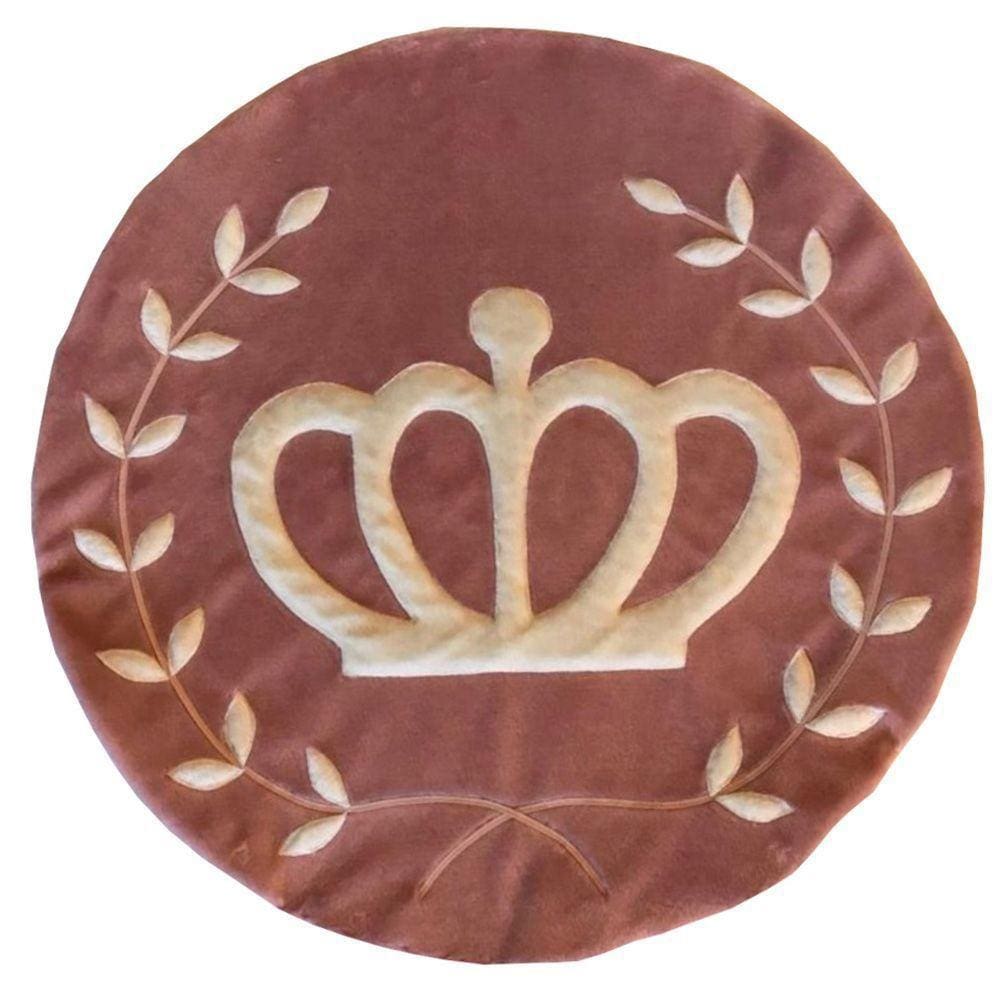 Tapete Pelúcia Coroa Ramos 90Cm X 90Cm Quarto Infantil Base Emborrachado - Rosê