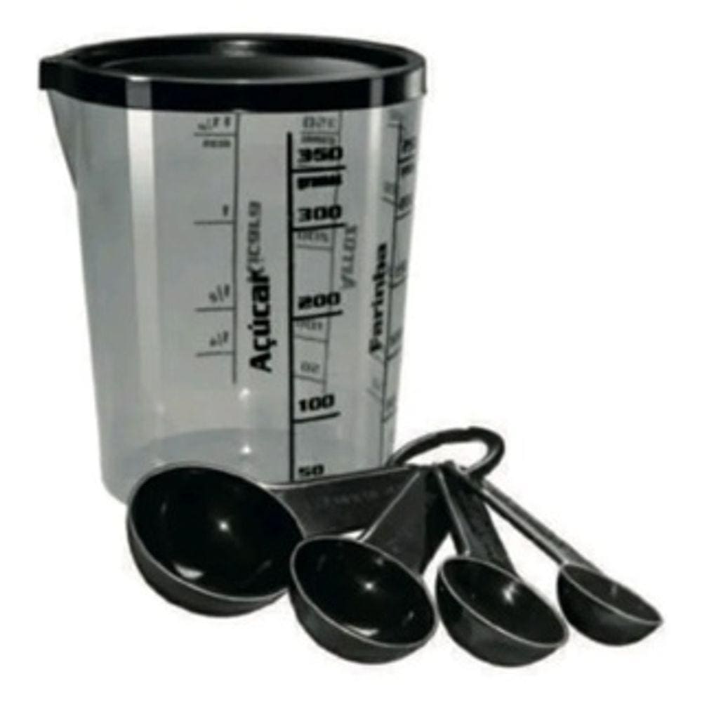 Kit Copo Medidor 400ml + 4 Colheres Medida Certa