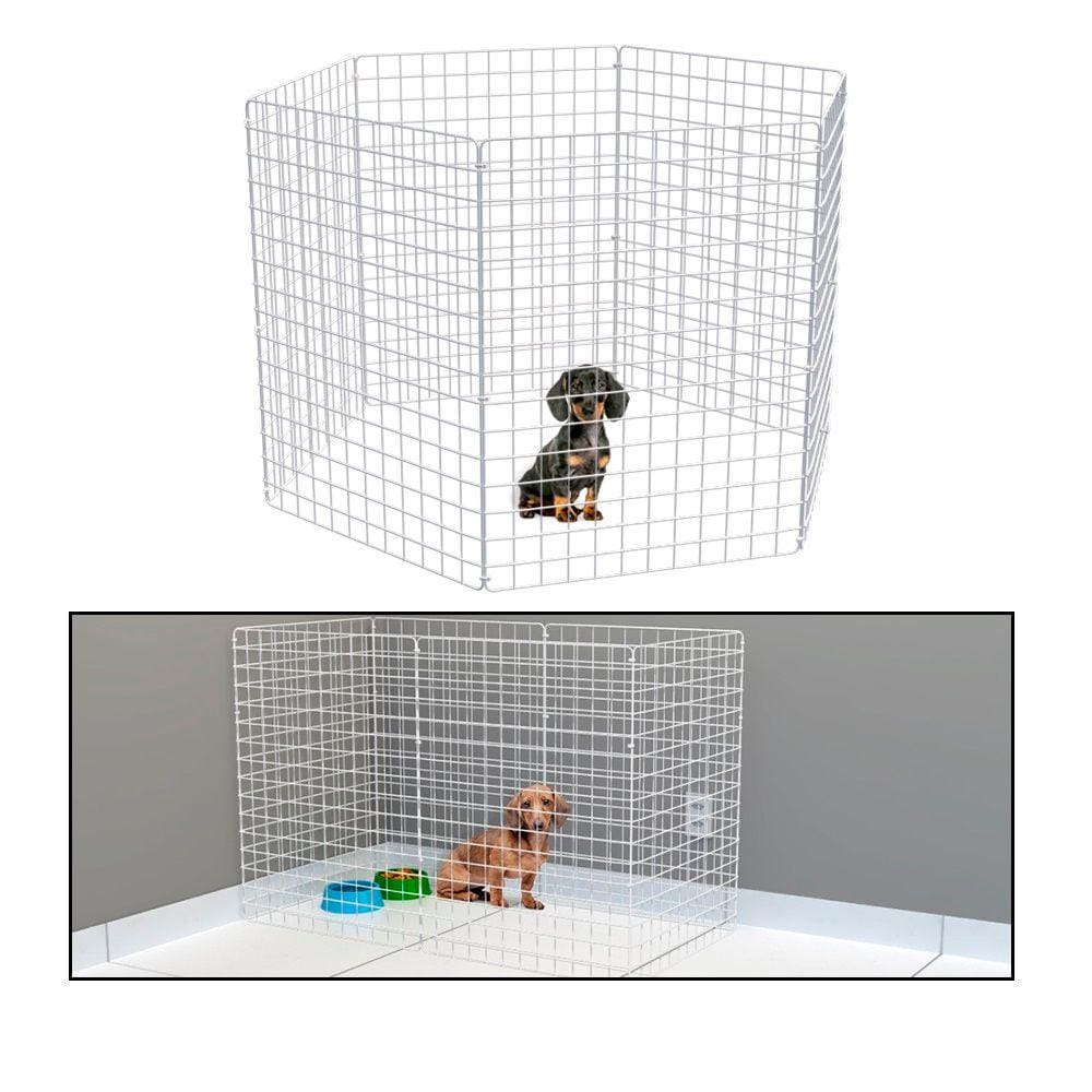 Cercado Móvel para Cachorro Coelho 6 Telas 80cm Altura Cercadinho Pet para Adestrar Filhotes Branco