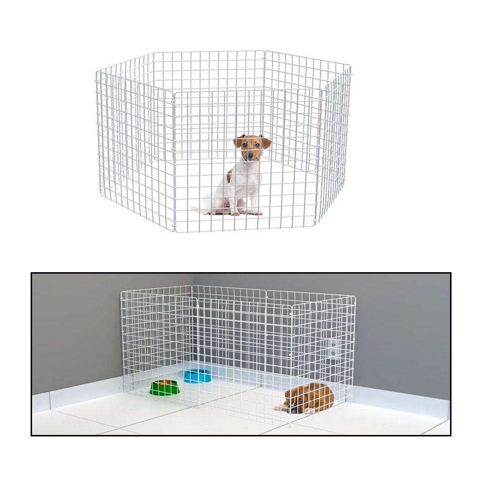 Cercado Móvel Cachorro Pequeno Porte Gato Porquinho da Índia Cercadinho Pet 6 Telas 60cm Altura Branco