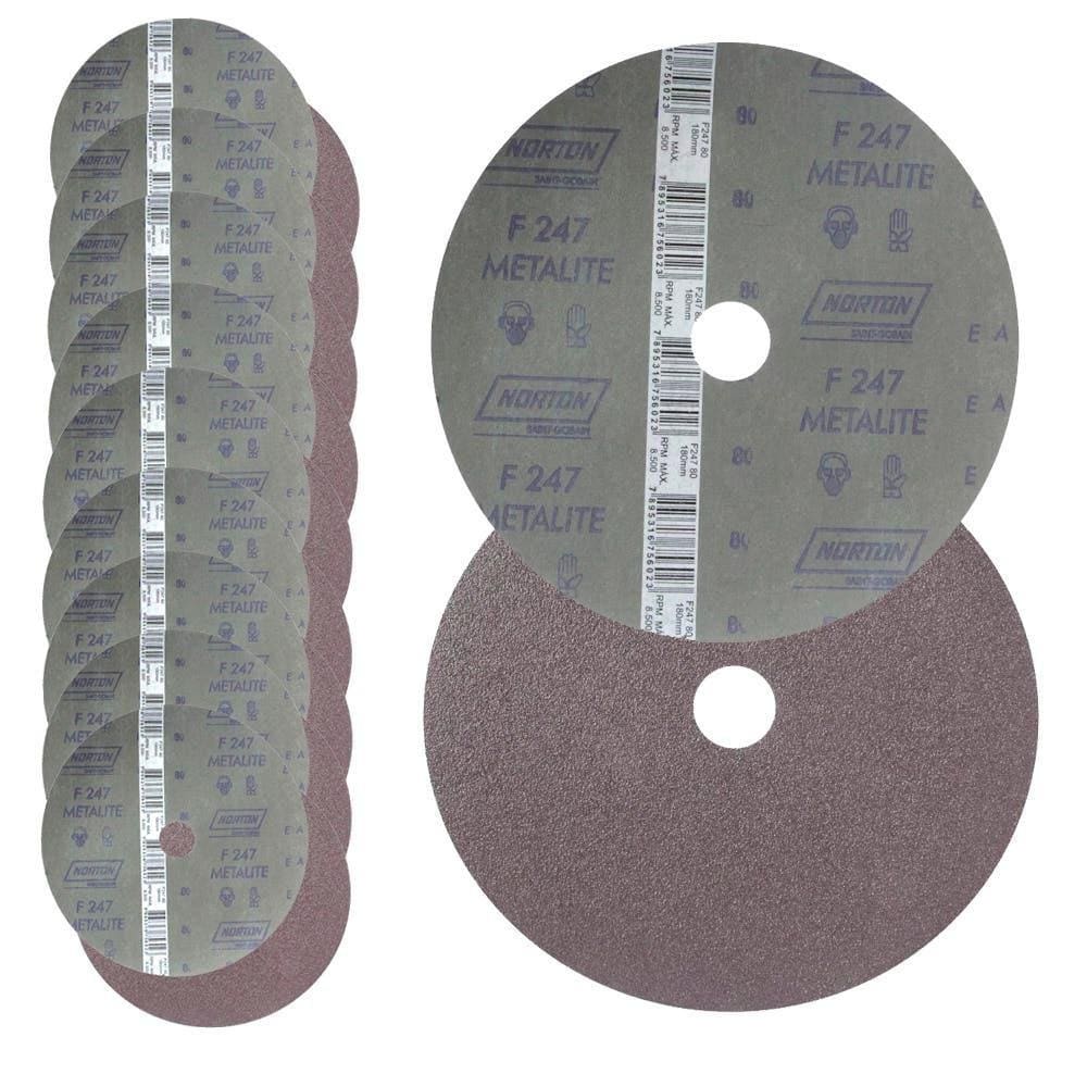 Disco de Lixa 7 x 7 POL Grana 80 10 Unidades NORTON