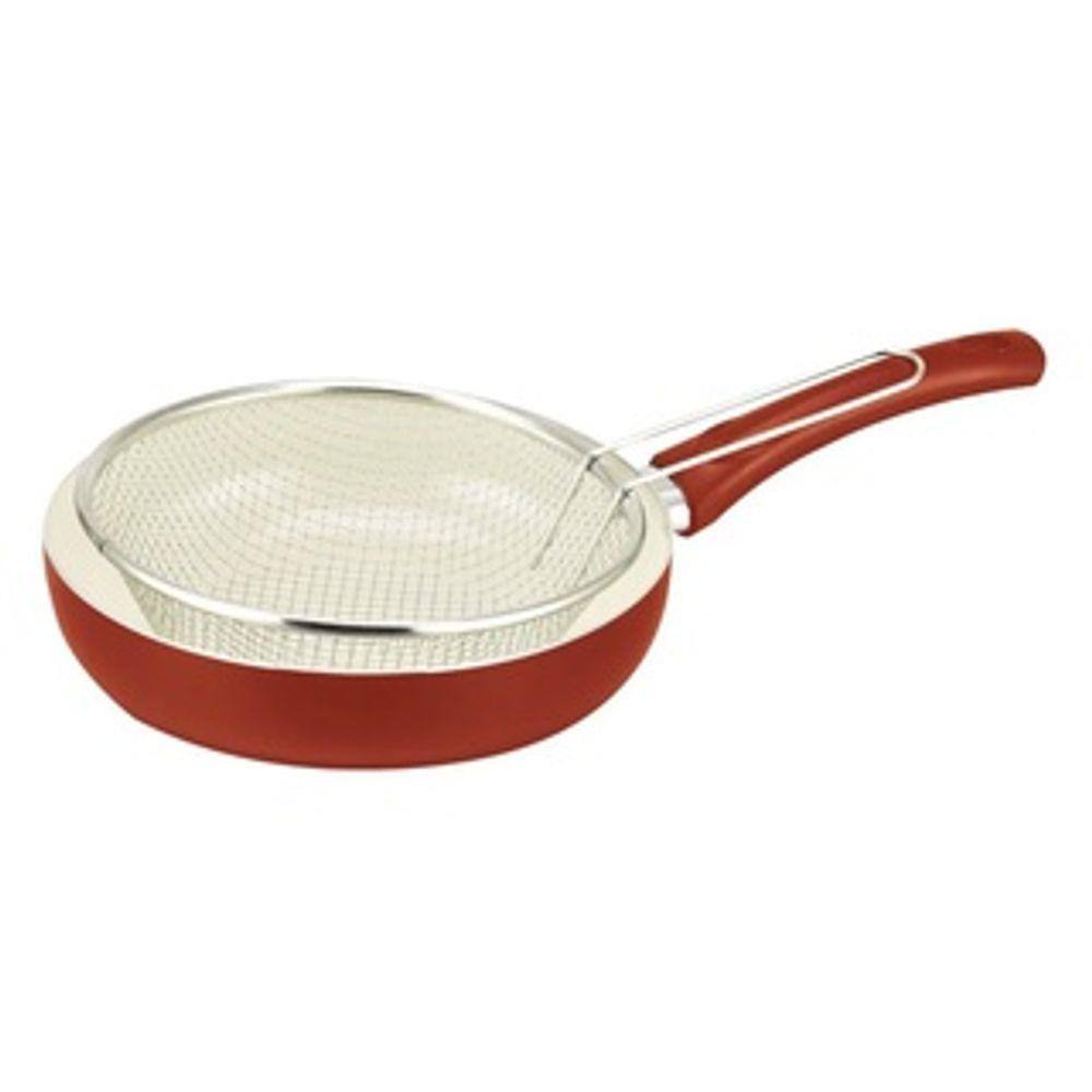 Fritadeira Frigideira Vermelho + Cesto Fritura 24cm Fratelli