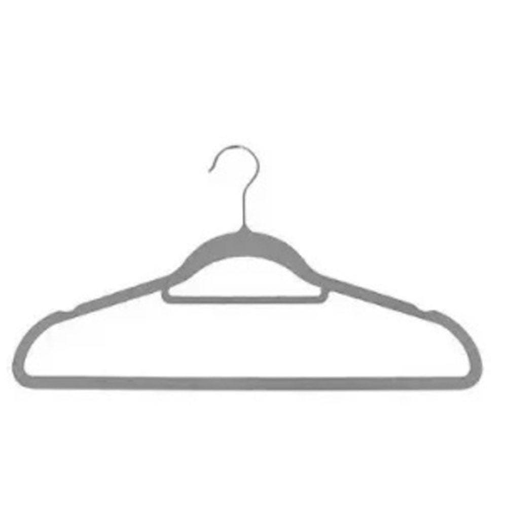 Cabide Veludo Slim Cinza Kit 10 pçs
