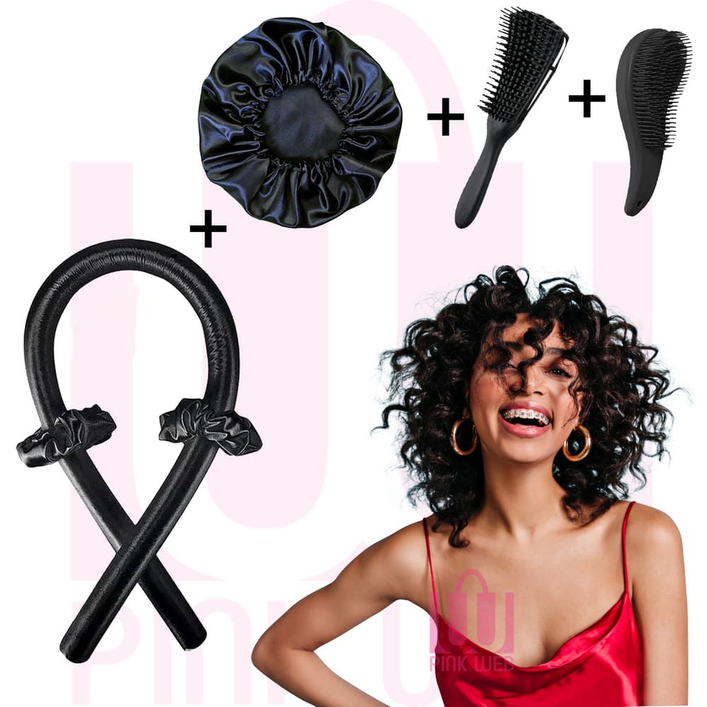 kit Modelador de Cetim, Touca + Escova Polvo + Escova Mágica