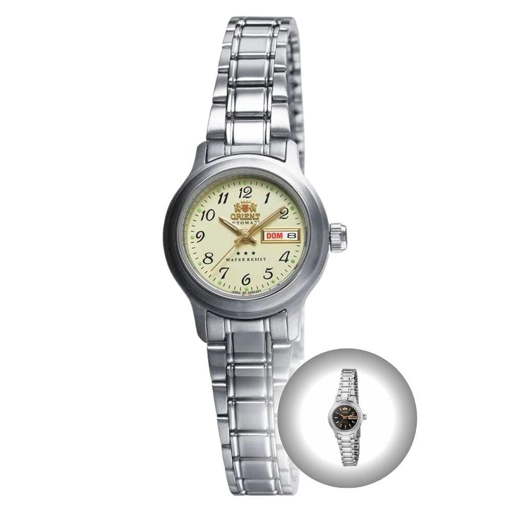 Relógio de Pulso Orient Feminino Casual Pequeno Redondo Casual Resisteente Água Aço Inóx Automático Prata 559WA6NH