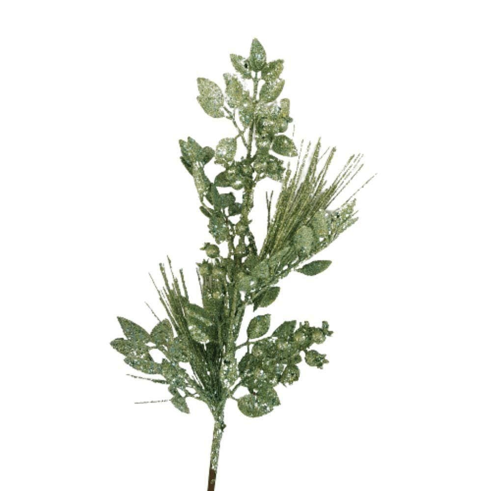 Galho Decorativo Natal 68cm Frutas Silvestres Verde 68cm