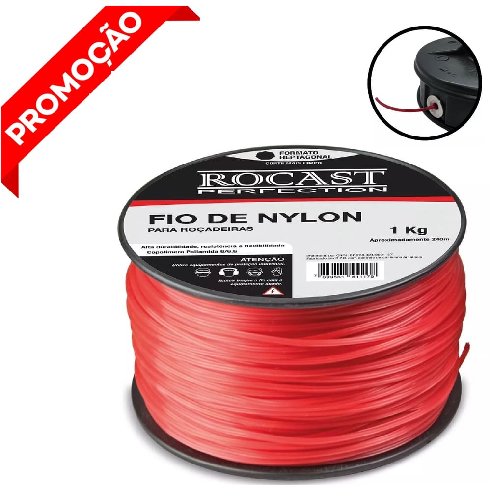 Fio De Nylon Para Aparador Roçadeira De Grama 2.0 mm 2 kilos