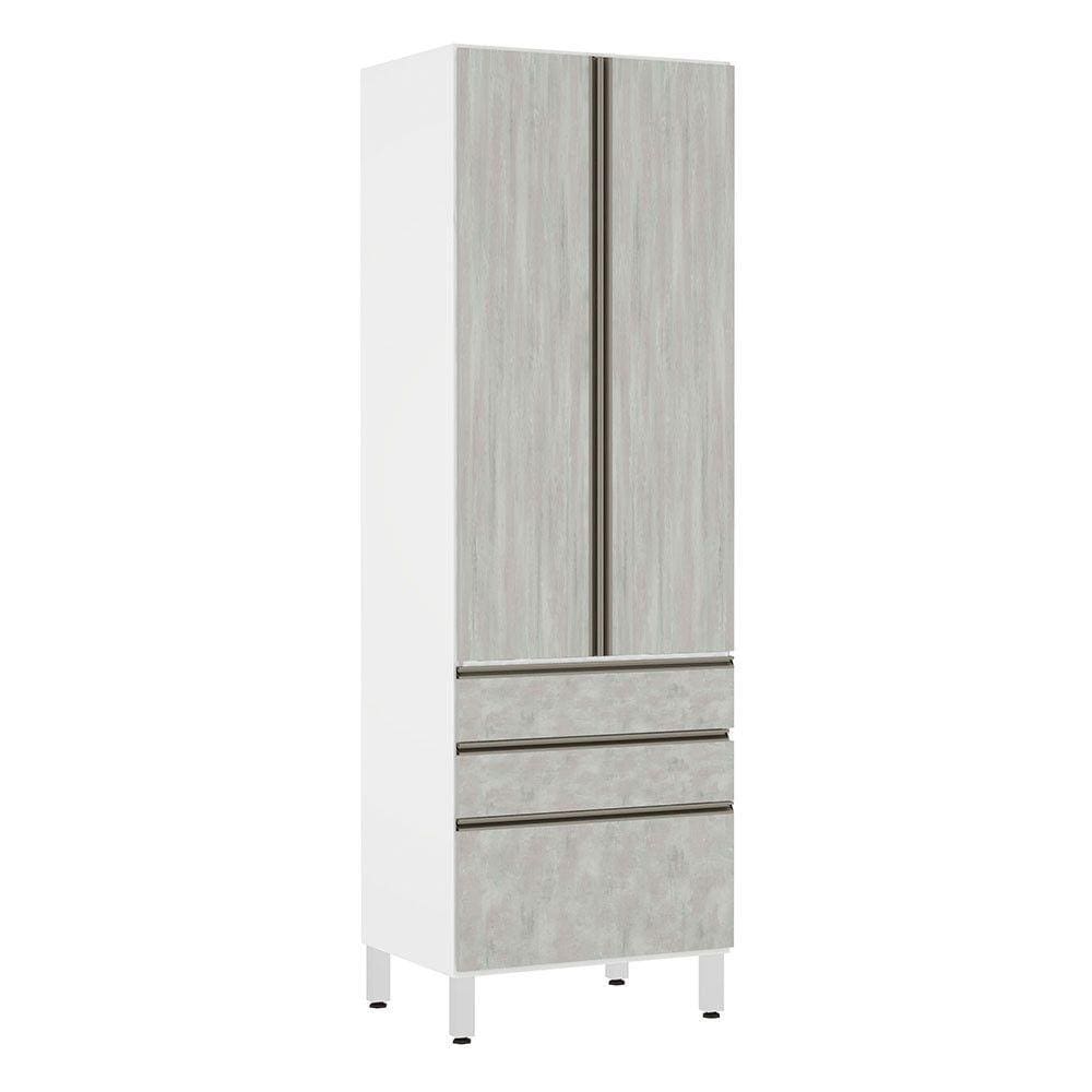 Paneleiro Torre 70Cm E Pérola Branco Com Concreto
