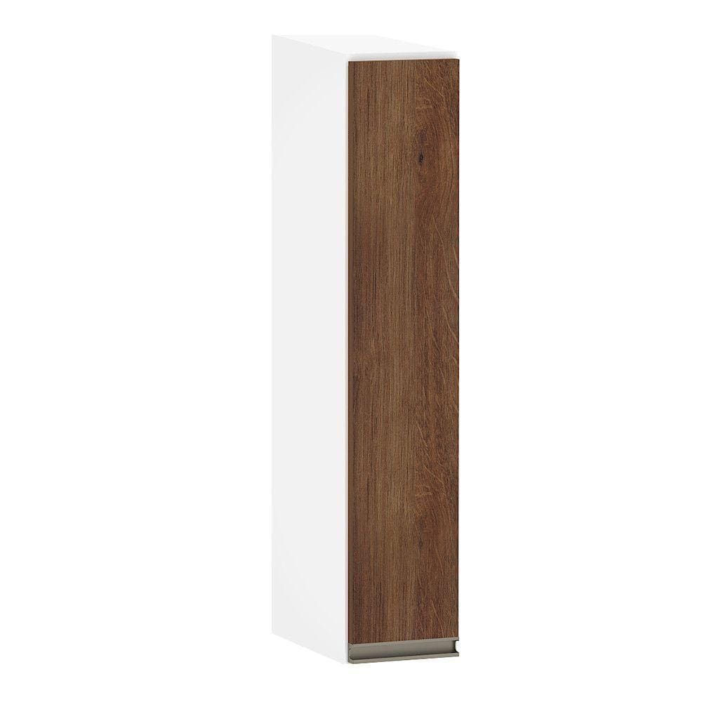 Armário Aéreo 15cm 1 Porta Pérola Branco Polar C/Nogueira