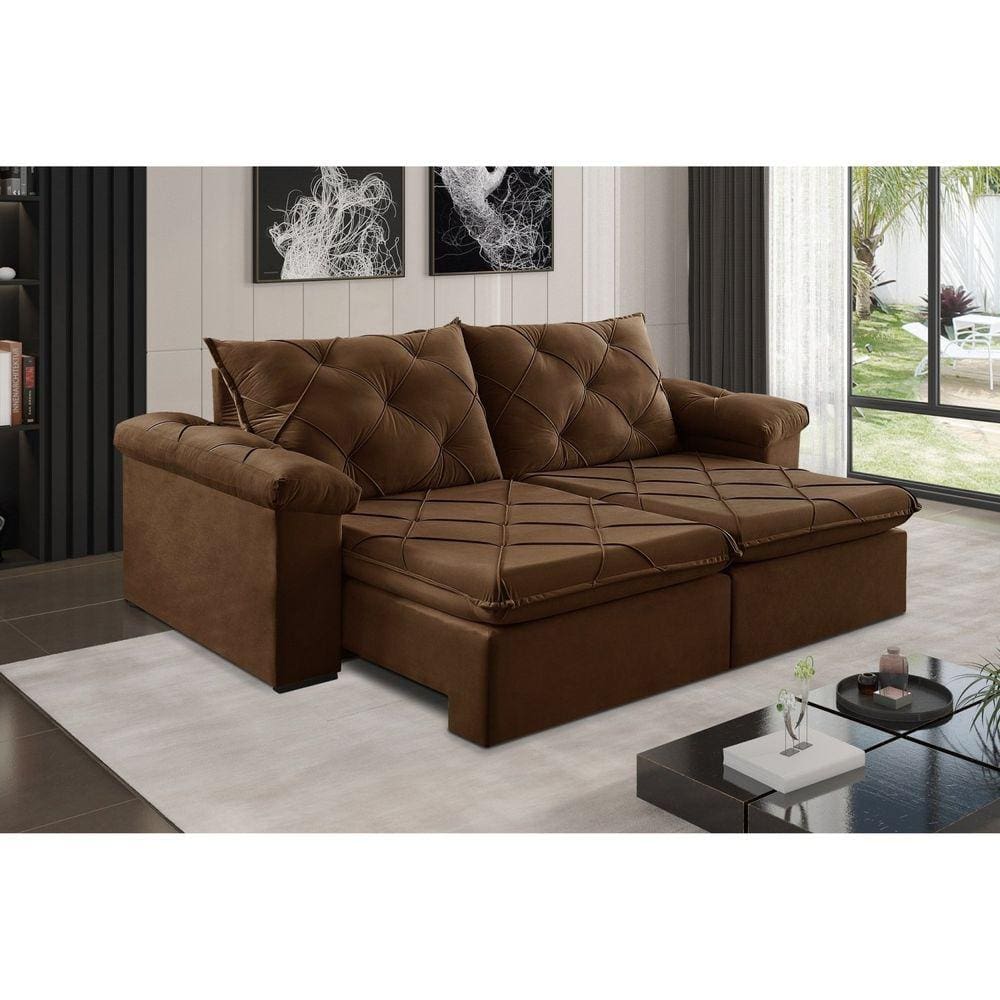 Sofá Retrátil 2 Lugares 242cm Astor 2131 Marrom