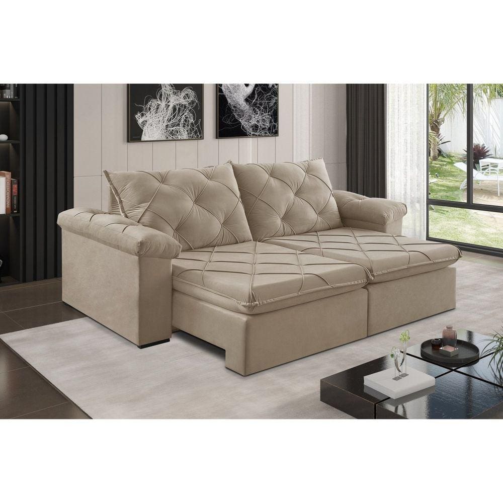 Sofá Retrátil 2 Lugares 242cm Astor 2137 Bege