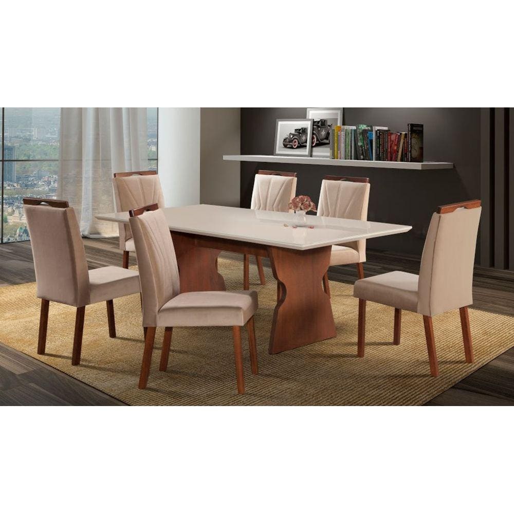 Sala de Jantar Completa com 6 Cadeiras 1,80x0,90 metros - Chitai - Art Salas