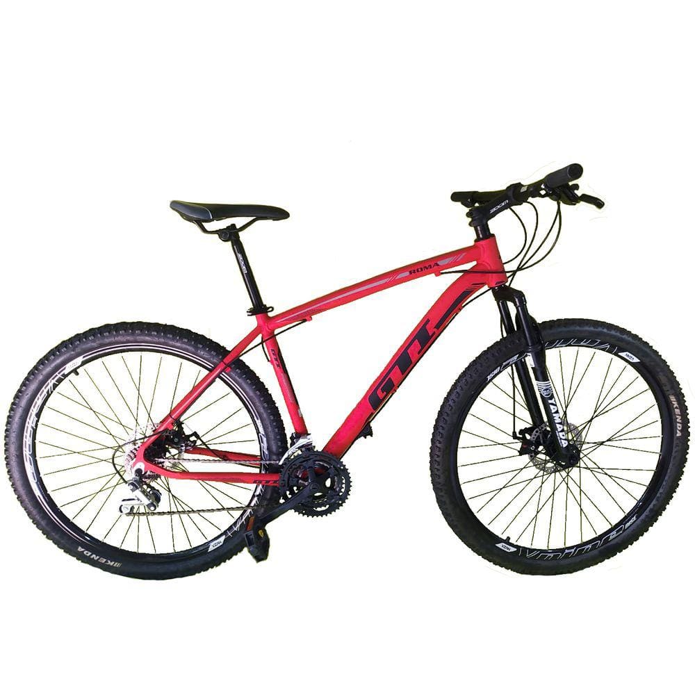 Bicicleta Aro 29 Gti Roma Alumínio 27v Freio a Disco Mecânico Garfo com Suspensão - Vermelho