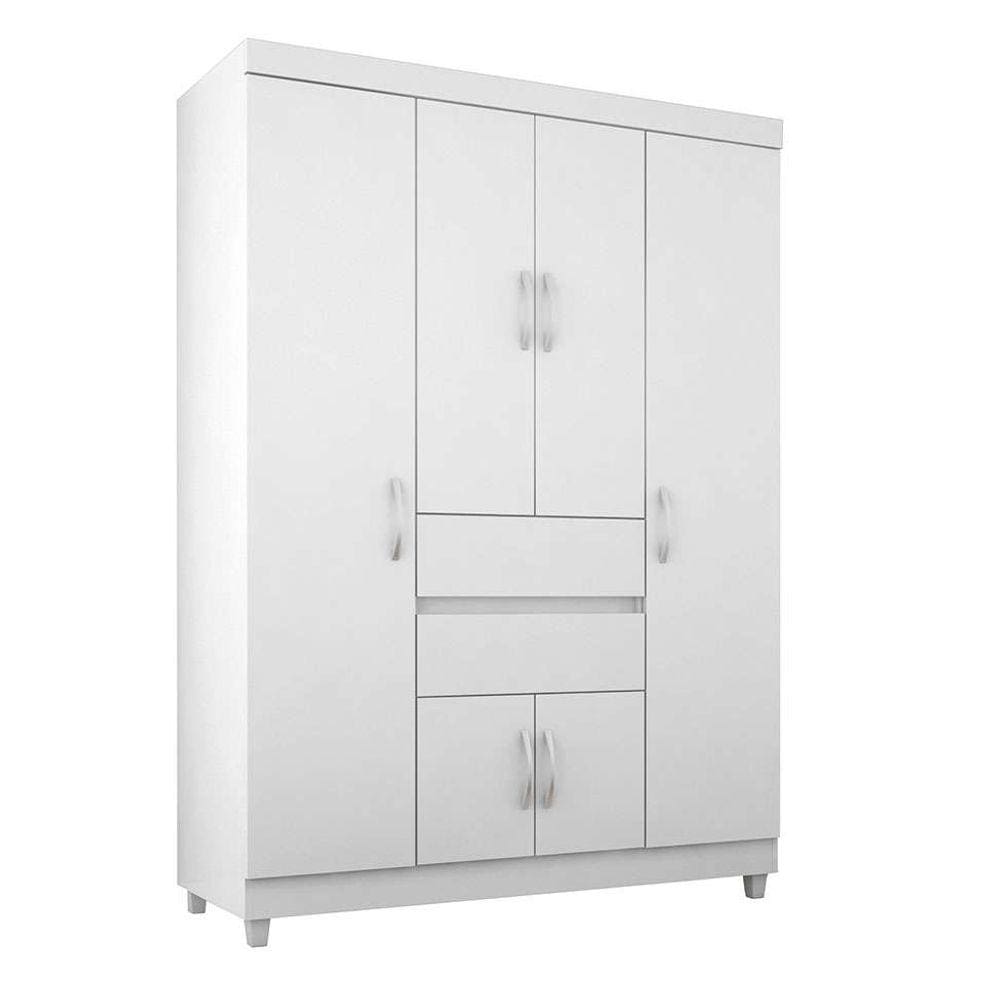 guarda-roupa casal ecom flex 6 pt 2 gv branco e rosa