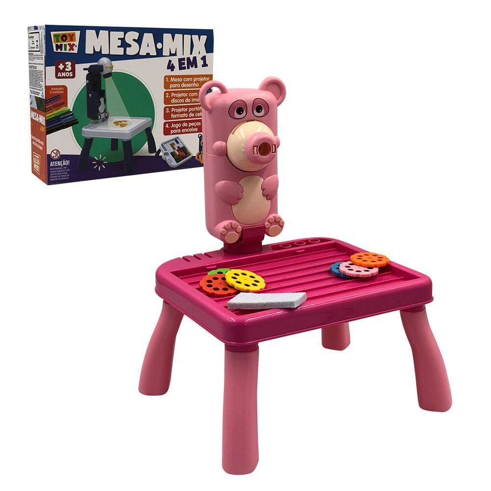 Mesa projetor infantil de desenho dinossauro (rosa)