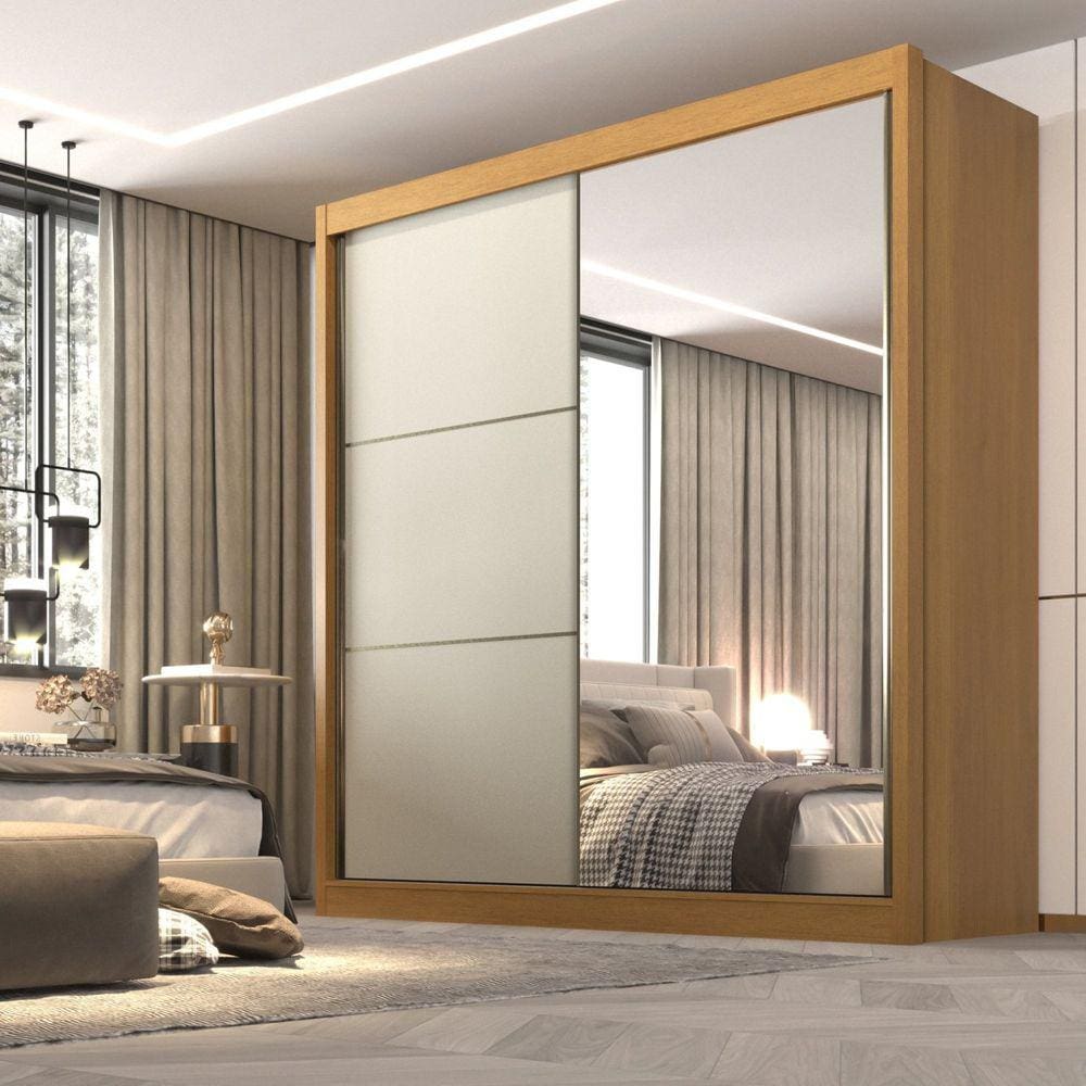 Guarda Roupa Casal 2 Portas 6 Gavetas 100% MDF Coliseu Cinamomo/Off White