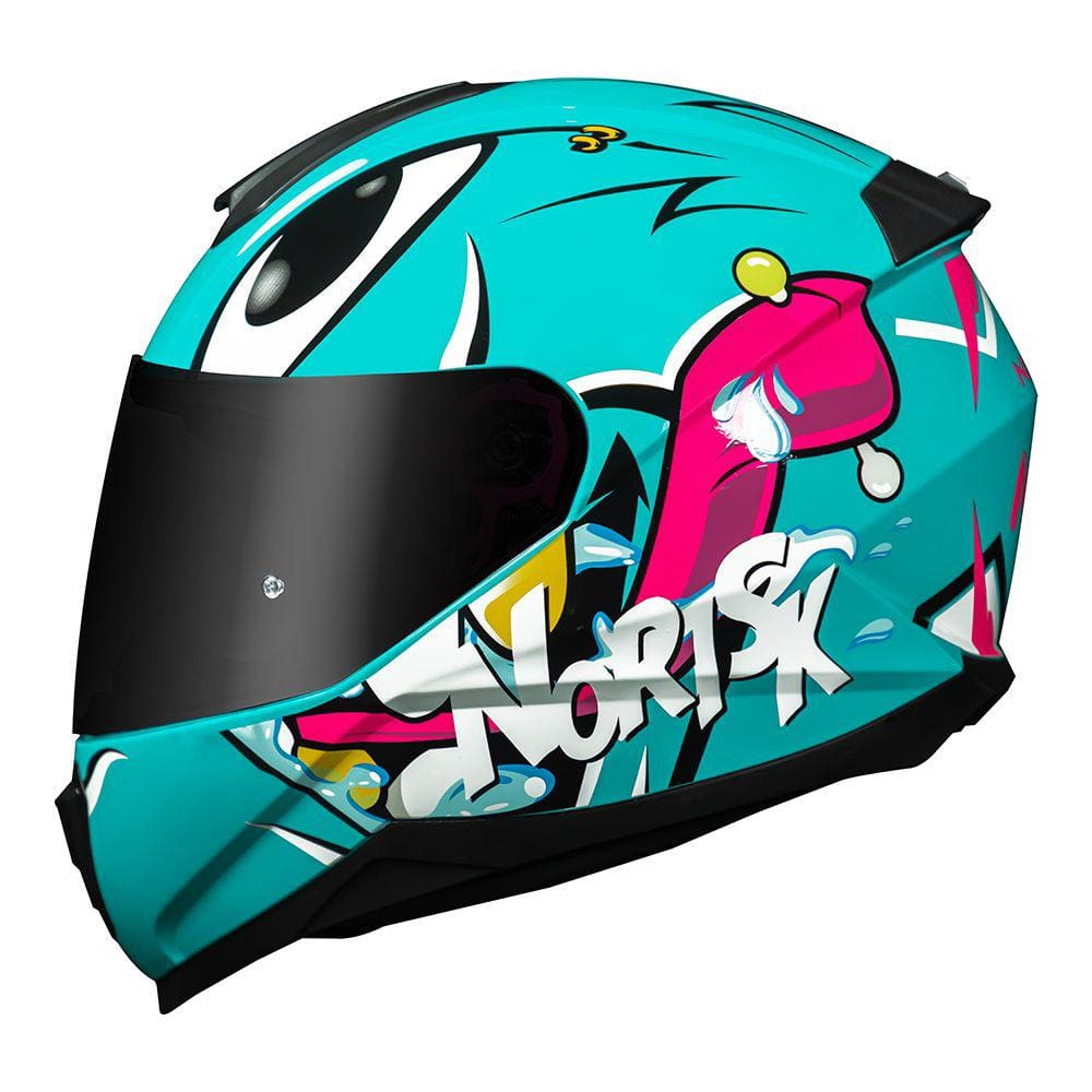 Capacete Norisk Razor Mad Azul e Rosa
