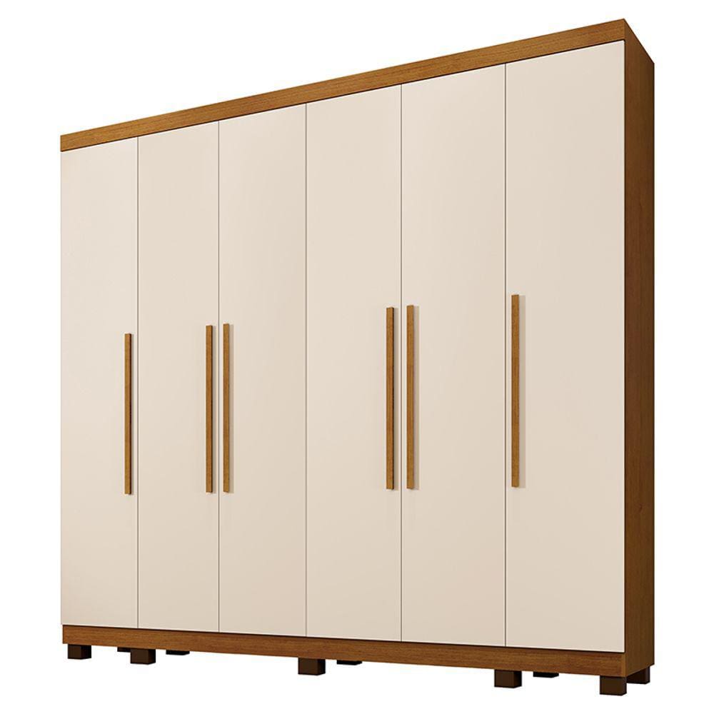 Guarda Roupa Casal 6 Portas 6 Gavetas Atlanta Benetil Móveis Cinamomo/Off White