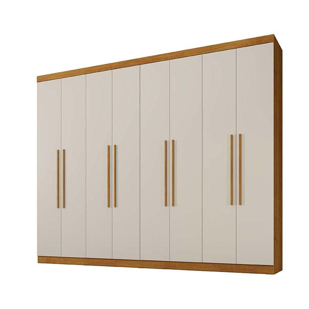 Guarda Roupa Casal 8 Portas 4 Gavetas New Premium Benetil Móveis Cinamomo/Off White