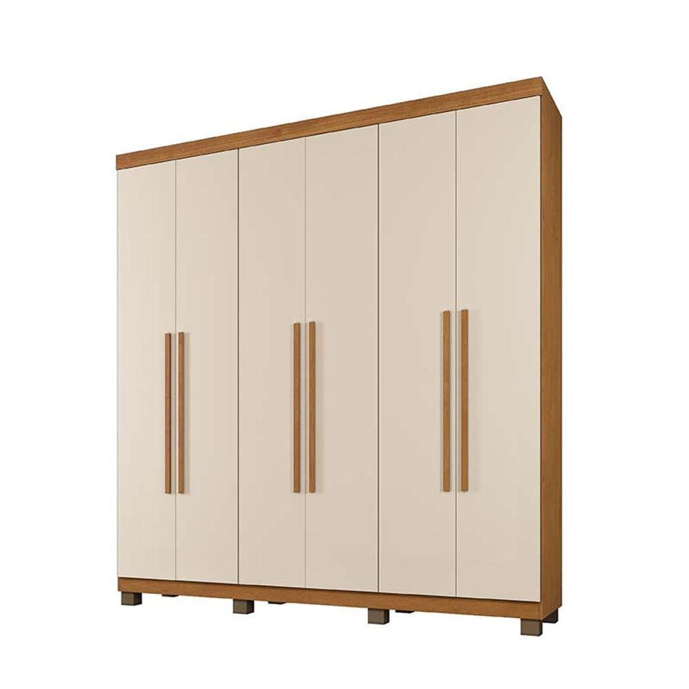 Guarda Roupa Casal 6 Portas 3 Gavetas Milão Benetil Móveis Cinamomo/Off White