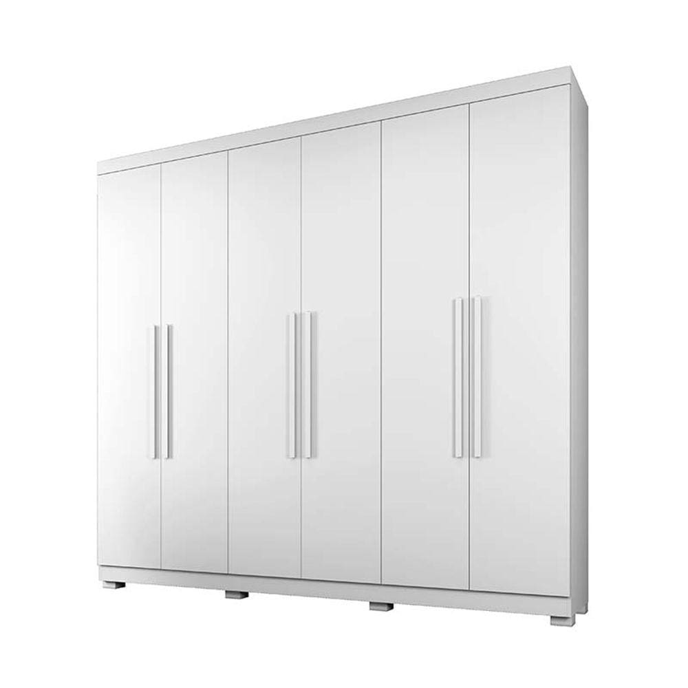 Guarda Roupa Casal 6 Portas 4 Gavetas New Master Benetil Móveis Branco