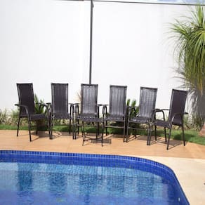 Conjunto de Varanda 4 Cadeiras e Mesa de Centro Veneza Luxo Aço Coelho