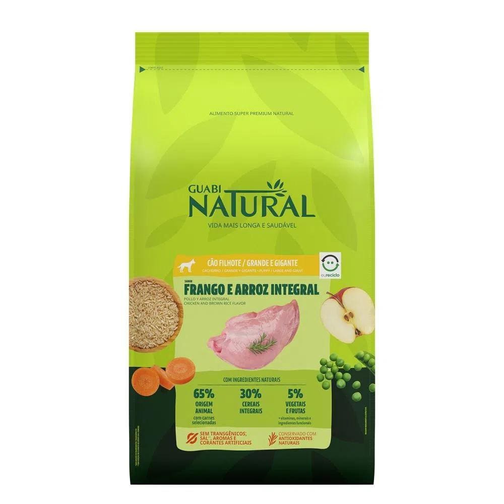 Ração Guabi Natural Cães Filhotes Raças Grandes e Gigantes Frango e Arroz Integral 12kg