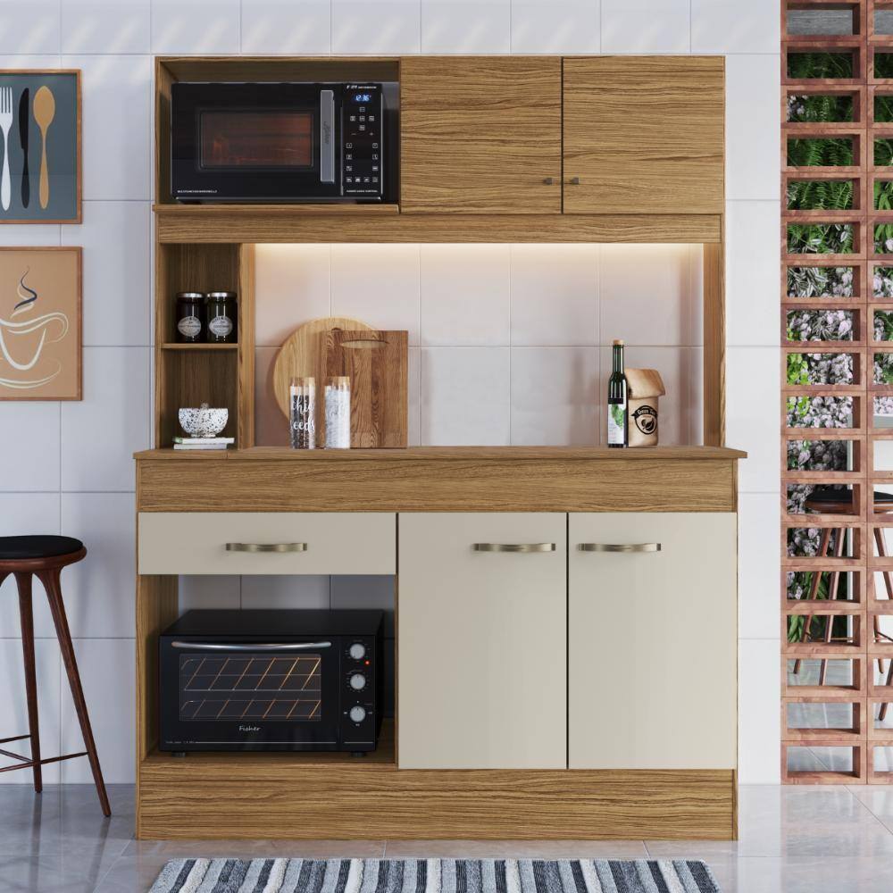 Armário de Cozinha Compacta com tampo 7072+CH854 Decibal Naturalle Cristalo