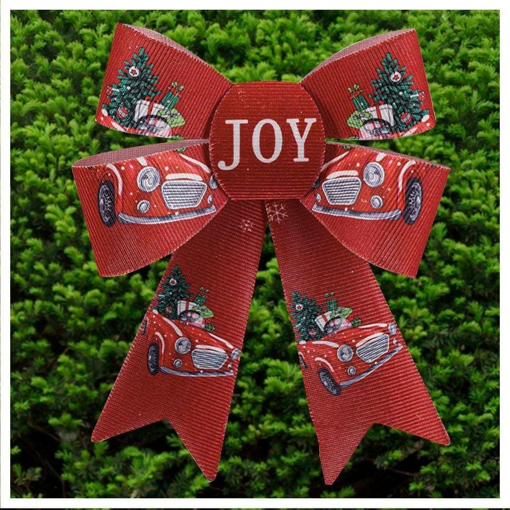 Kit 8 Enfeite Árvore Natal Laço Vermelho Decorado 17cm
