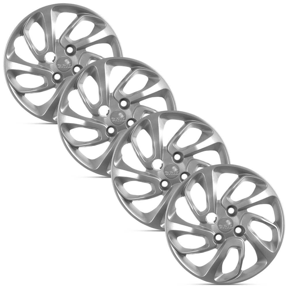 Jogo 4 Calota Original Fiat Uno Atractive Prata Aro 14 Grid