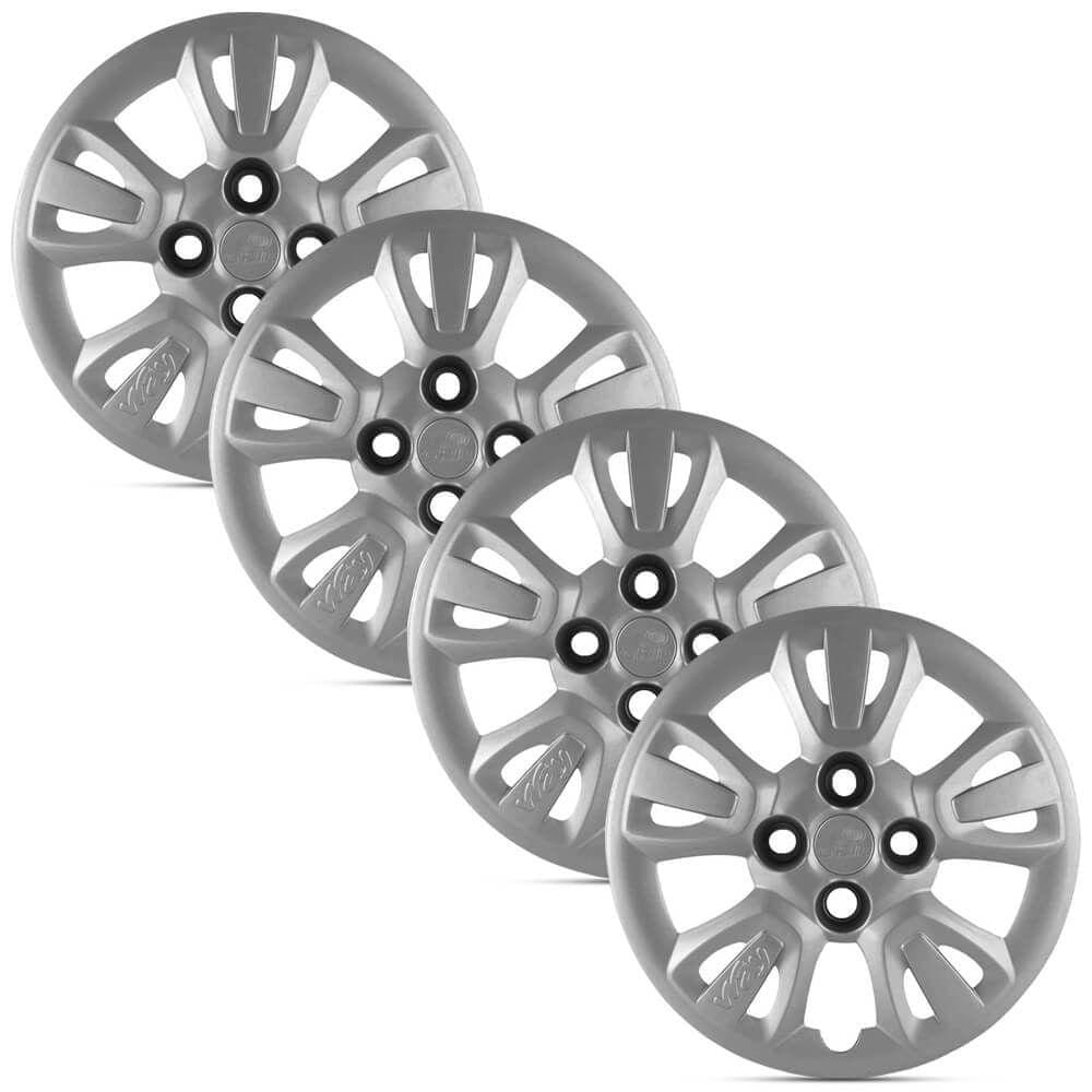 Jogo 4 Calota Modelo Original Fiat Uno Prata Aro 14 Grid