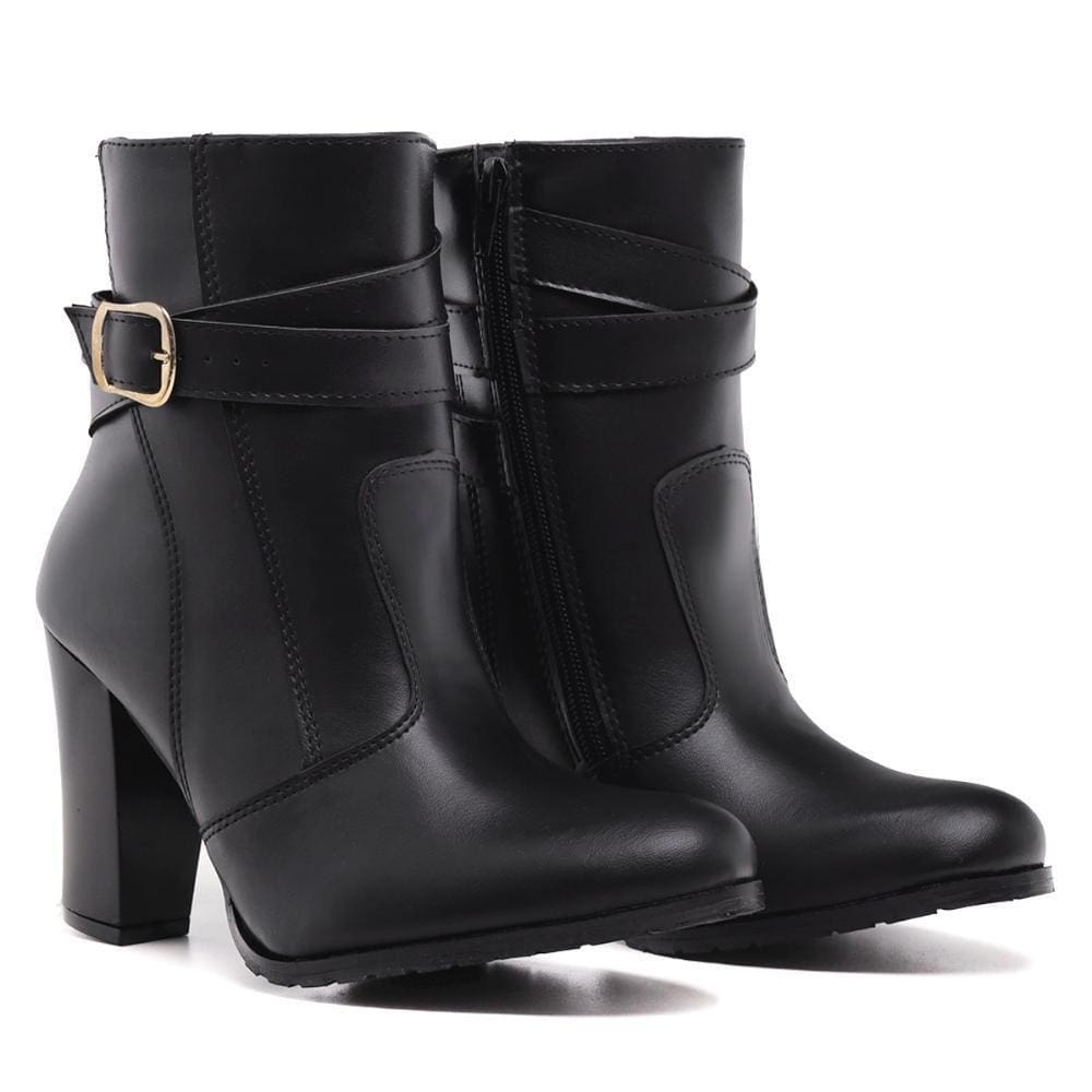 Bota Feminina Bico Fino Salto Alto Zíper Confortável Casual