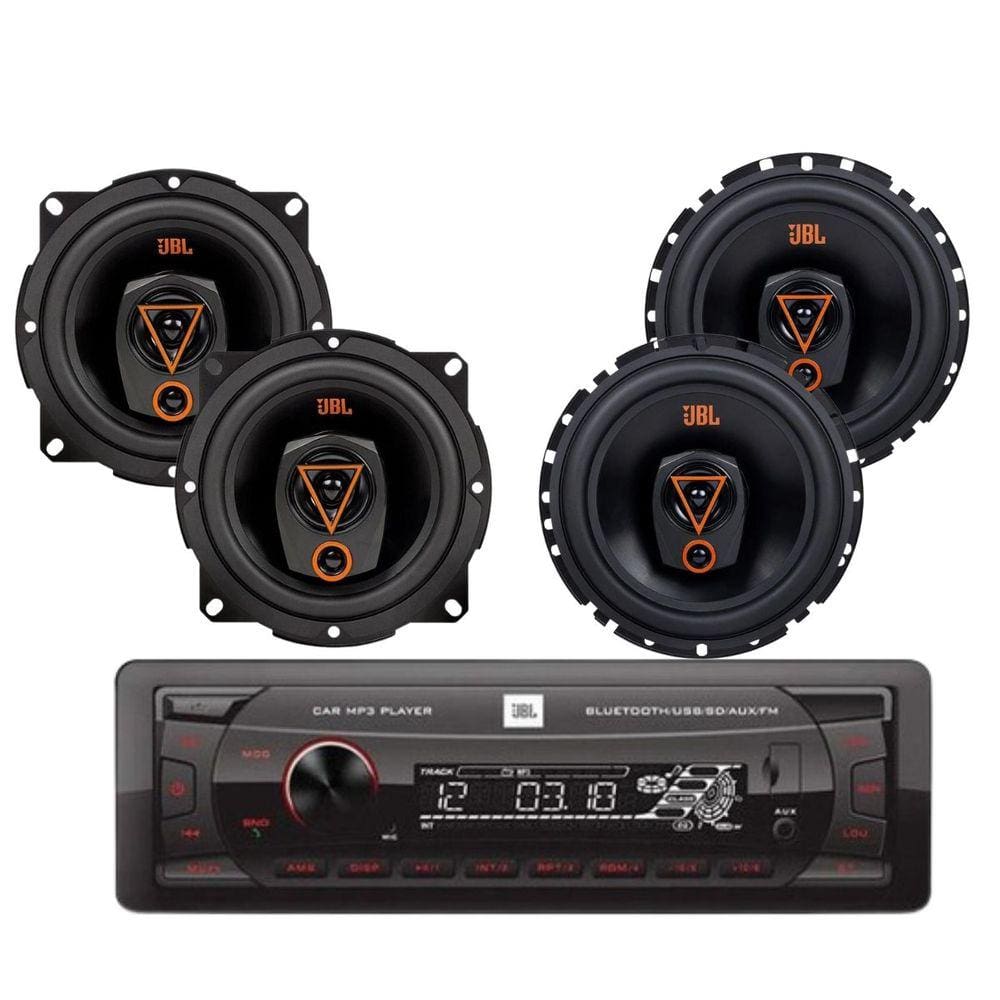 Rádio JBL Celebrity 100 BT/USB/SD/FM/Aux + 2 Alto Falantes JBL 6TRMS80 + 2 Alto Falantes JBL 5TRMS80