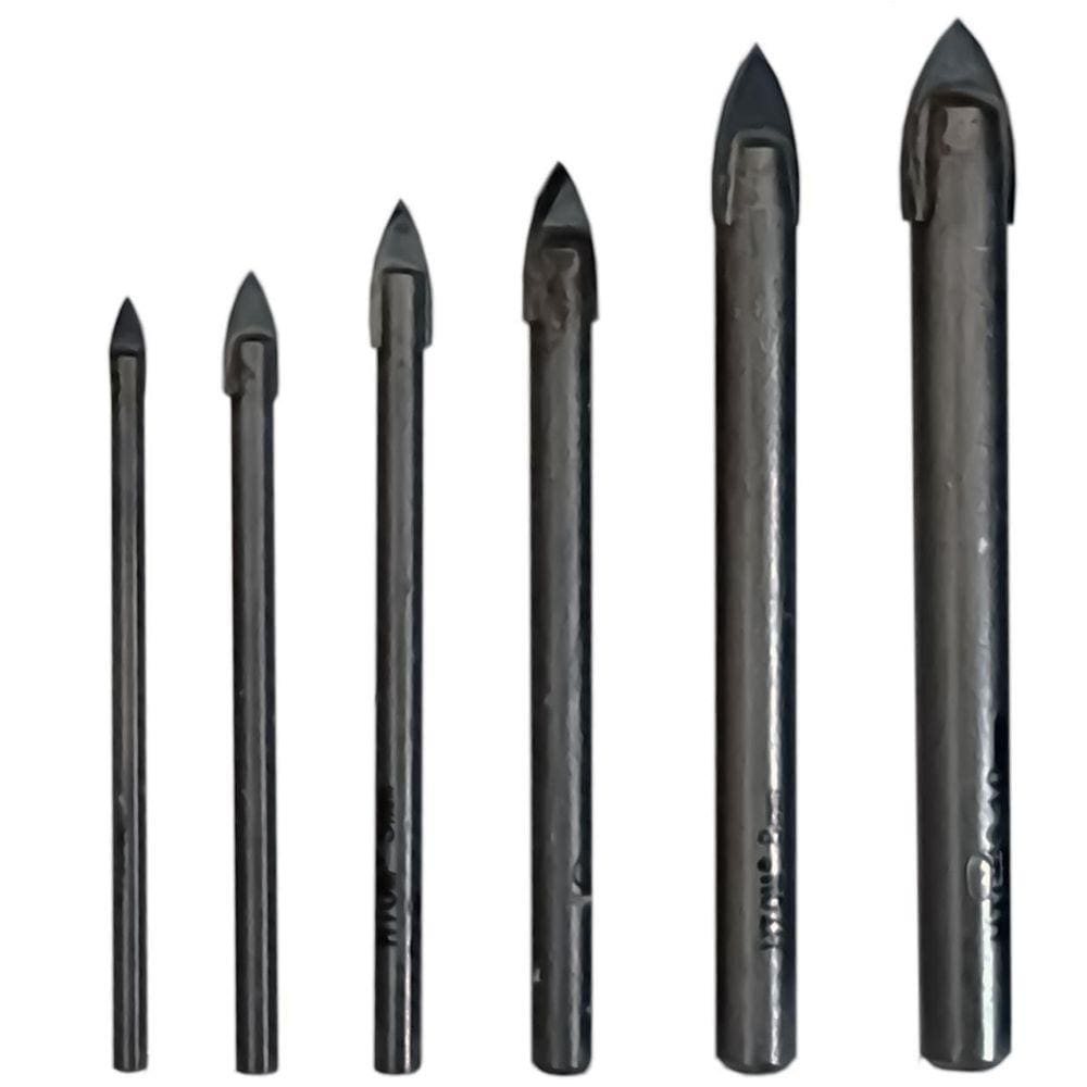 Kit 6 Brocas Para Furar Vidro 3 A 10Mm Porcelana Metal Duro