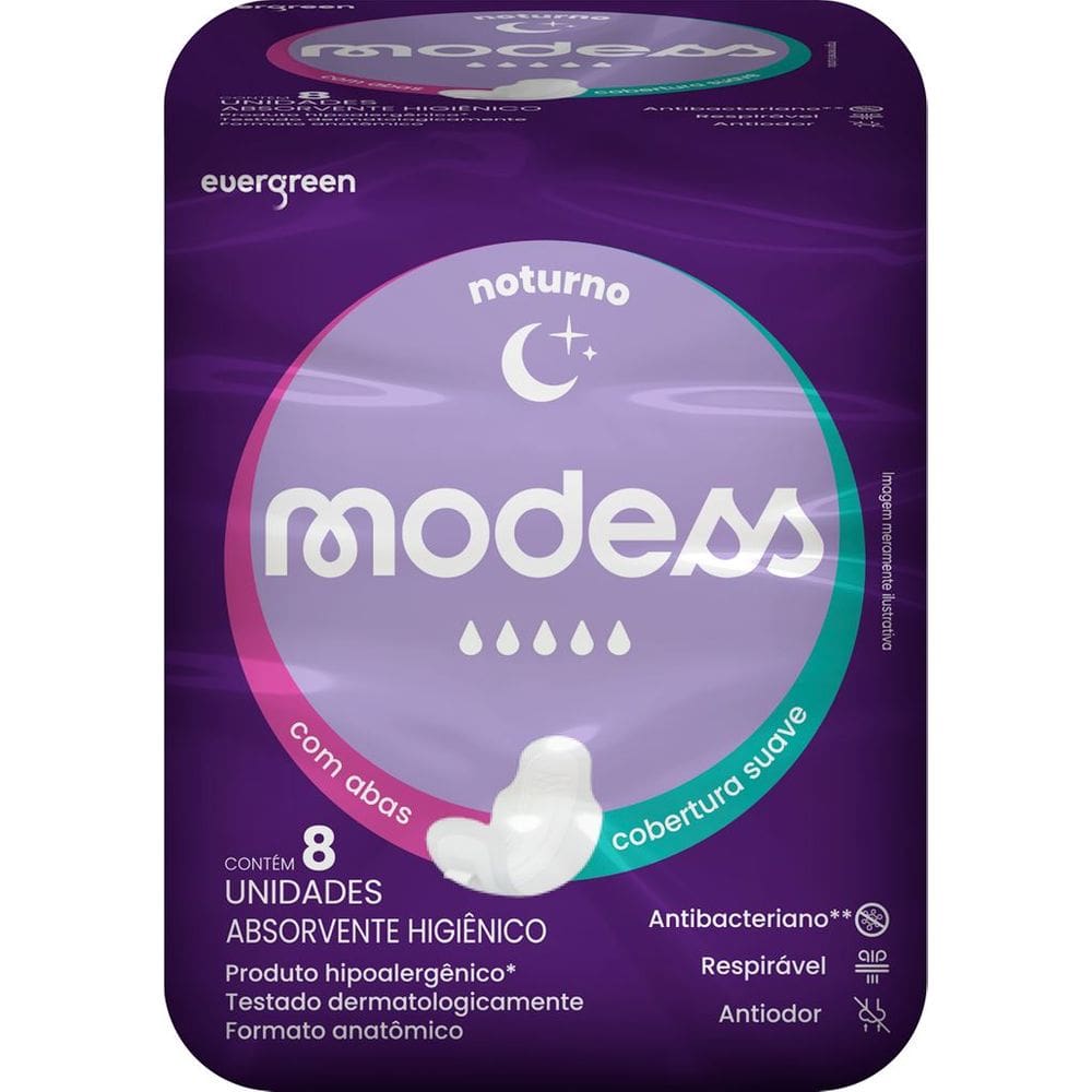 Absorvente Modess Noturno Suave Com Abas 8 unidades