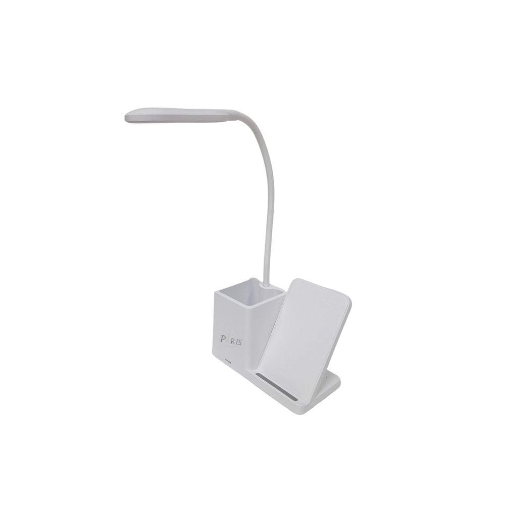 Luminária de Mesa Flexível Led Porta Caneta com Carregamento Sem Fio Branco