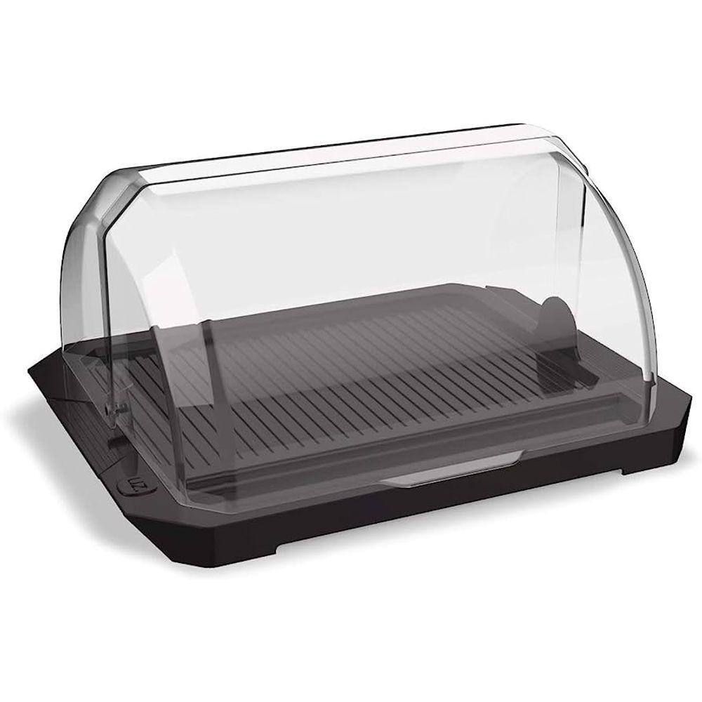 Porta Pão Acrílico Suporte Guarda Armazena Pães Com Tampa Transparente Retrátil Preto UZ Utilidades Cesto Pao Padaria Multiuso