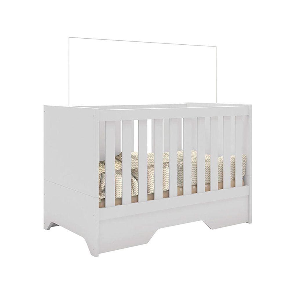 Berço Americano 3 em 1 Multifuncional que Vira Caminha e Mesinha Sloan 100% MDF Cor Branco Acetinado Móveis Estrela Baby