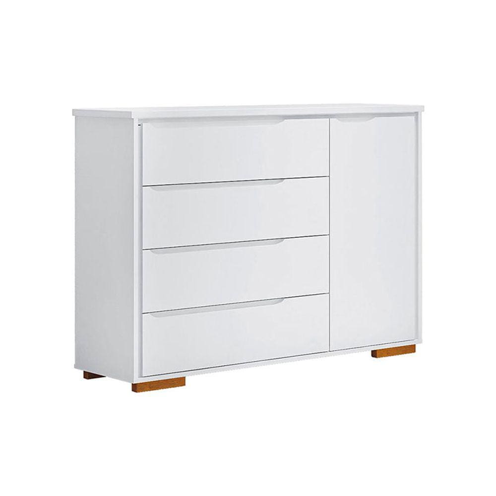 Cômoda Infantil 4 Gavetas com LED Sloan 100% MDF Cor Branco - Móveis Estrela Baby