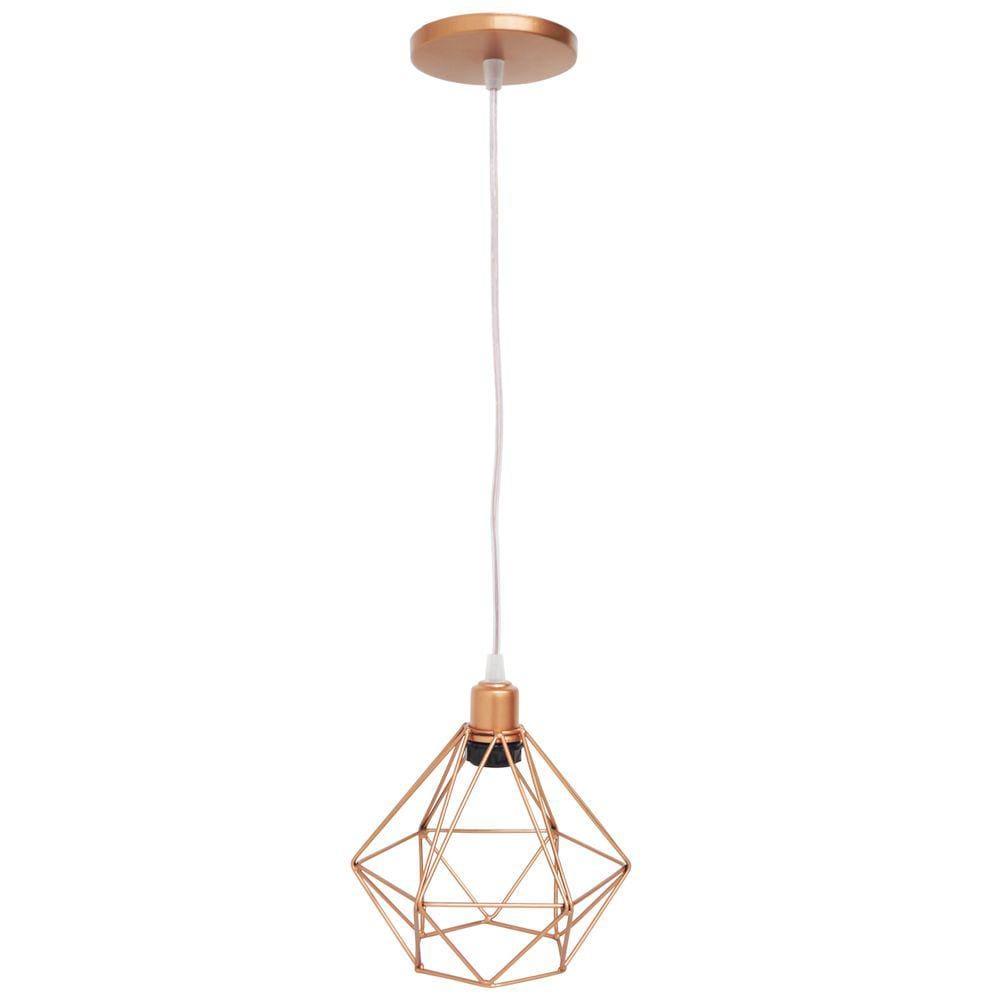 Pendente Aramado Diamante Luminária Lustre Luxo P Cabo Cristal Retrô Vintage Agp Ilumini Industrial