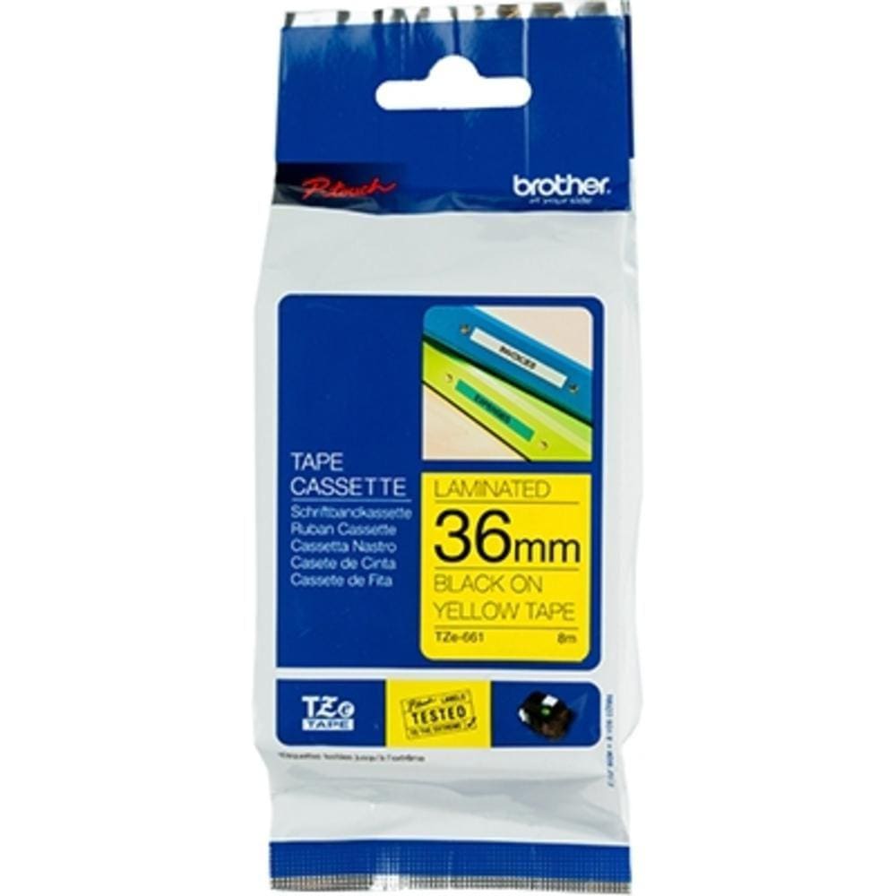 Fita Brother TZE-661 36mm Preto/Amarelo