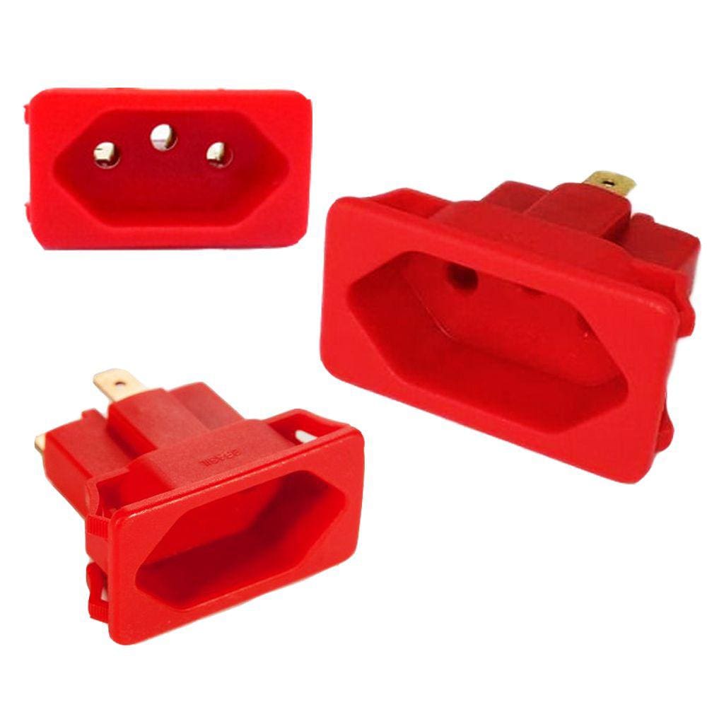 55 Tomada Fêmea Tpa2-3 Vermelho 3 Pinos 10a Painel Aparelho Margirius