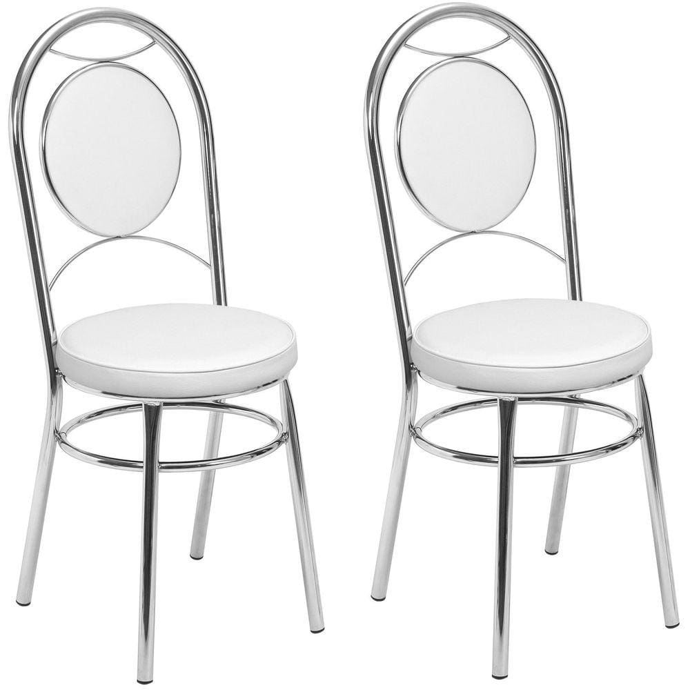 Kit 2 Cadeiras Cromadas CC10 A102 Debrum Cromado/Branco