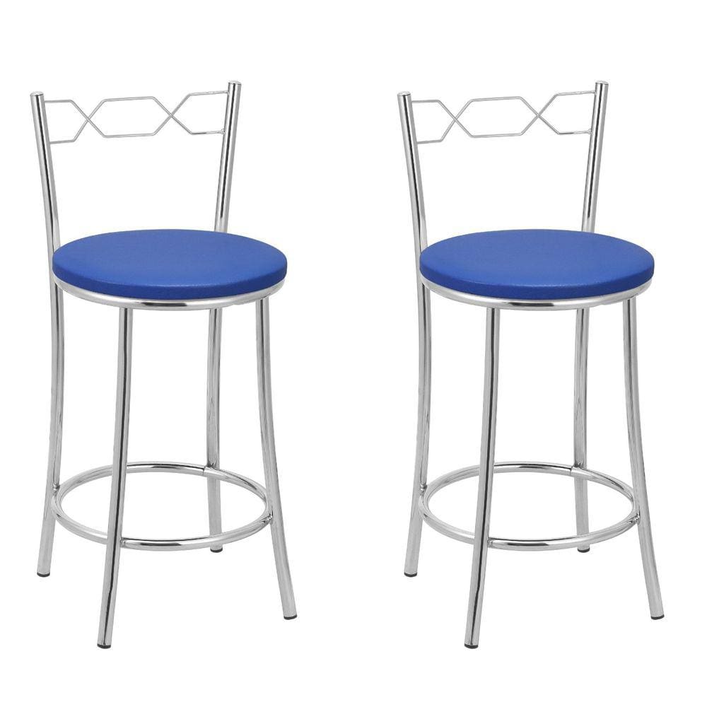 Kit 2 Banquetas Cromadas Bc51-c A103 Cromado/Azul