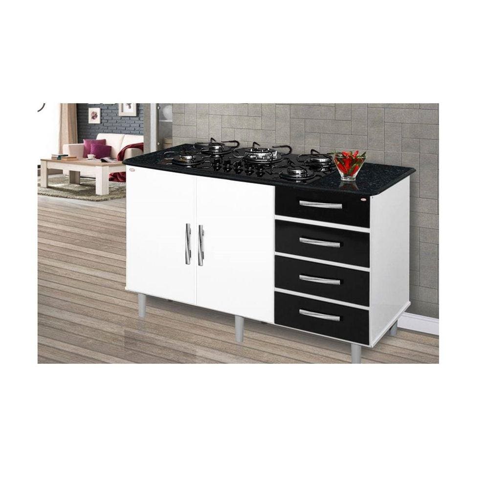 Balcão Canada Branco C/Preto Mármorizado – Passe Bem Móveis